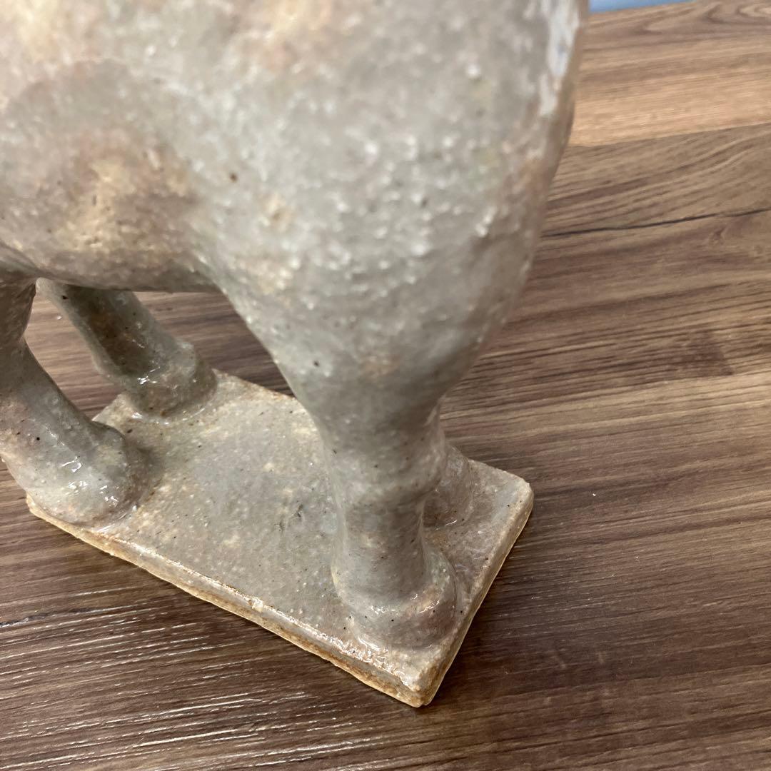 3F 馬 置物 陶器 骨董 干支 午 共箱付き 馬 陶器 オブジェ アンティーク