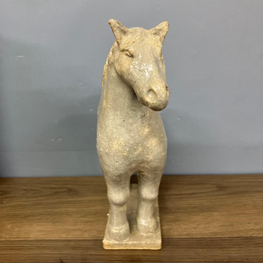 3F 馬 置物 陶器 骨董 干支 午 共箱付き 馬 陶器 オブジェ アンティーク