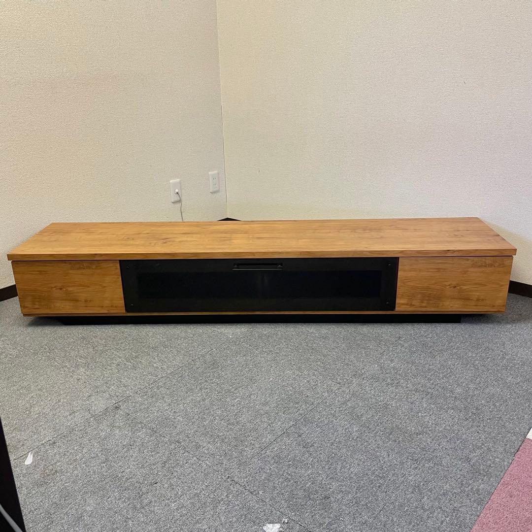 【美品】テレビ台 ローボード ヴィンテージ調 ダークガラス扉 日本製F