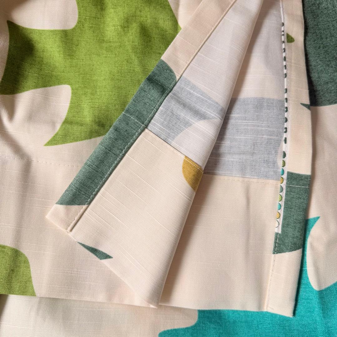 カーテン　コットン　ピジョン　鳥　ハト　北欧　ポール通し　のれん　2枚セット