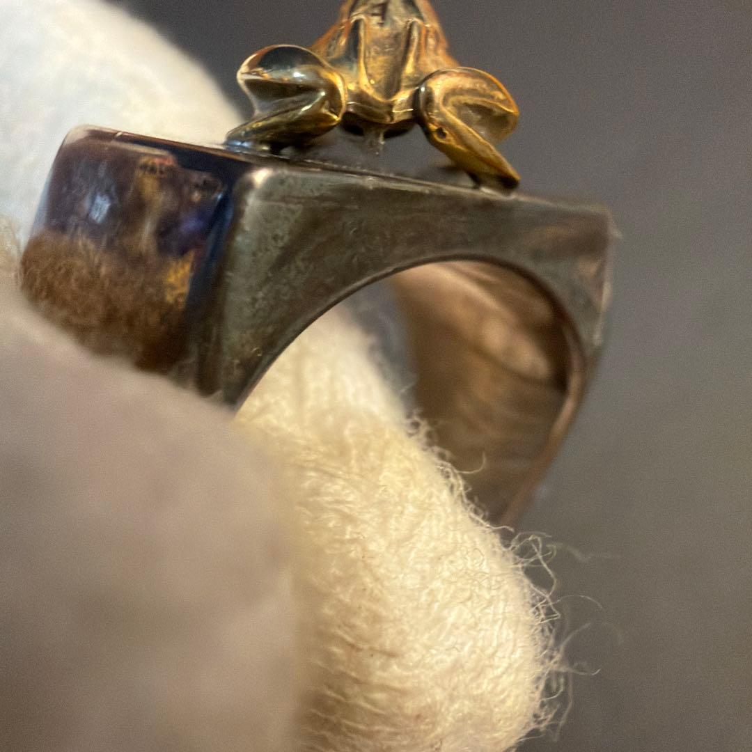 シルバーリング　カエル付き