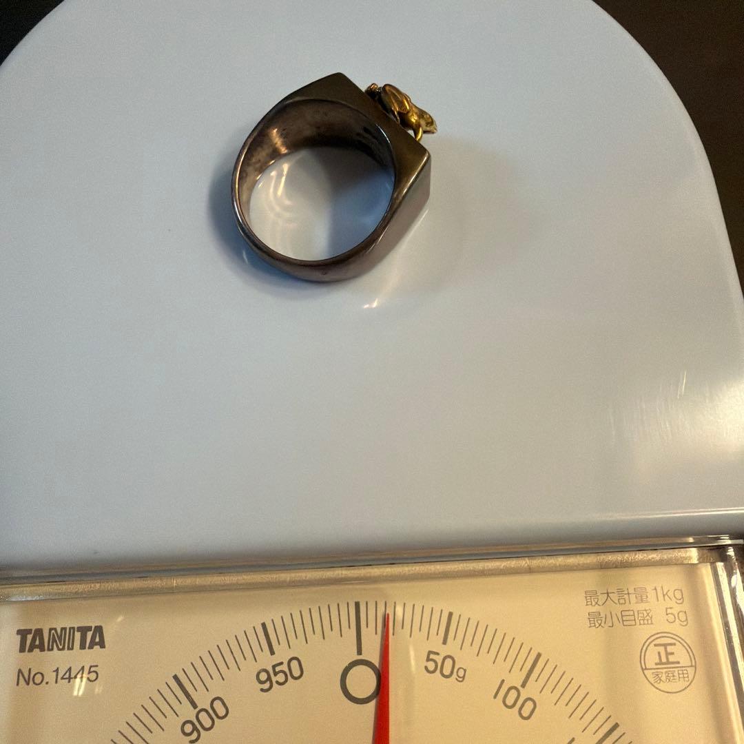 シルバーリング　カエル付き