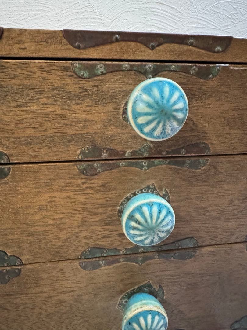 銅巻　小引き出し　3段　ミニチェスト　古道具　アンティーク　ヴィンテージ