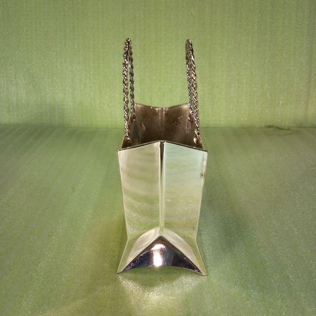 手提げ袋型金属製オブジェ　ショッピングバッグ　ミニチュアバッグ　置物　メタル