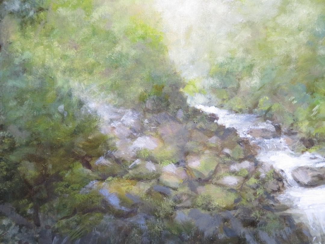 ◆  初夏の渓谷（仮題）　「H.Shimohira」　油彩　F10号   ◆