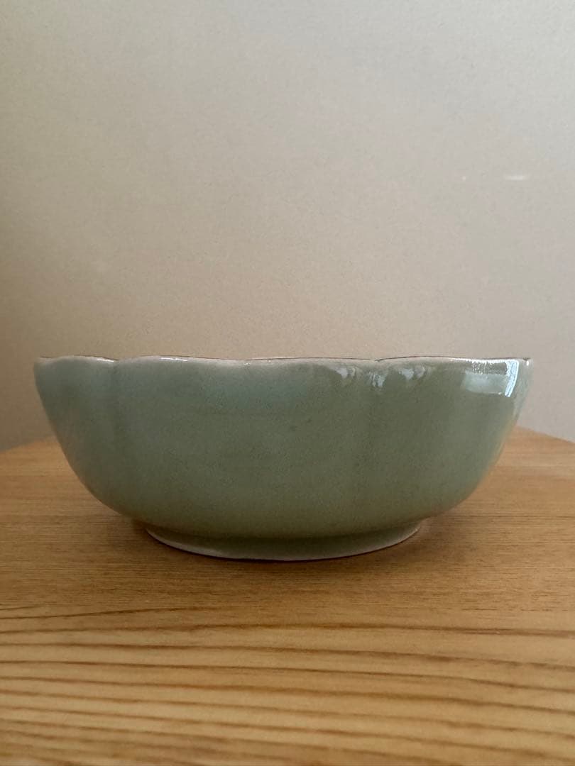 C 青磁 色絵 三果文 輪花鉢 紫田コレクション 桃 柘榴 仏手柑