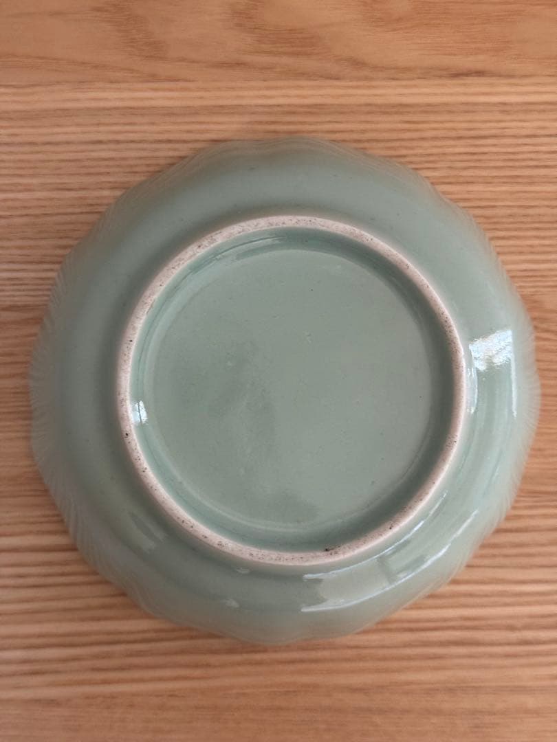 C 青磁 色絵 三果文 輪花鉢 紫田コレクション 桃 柘榴 仏手柑