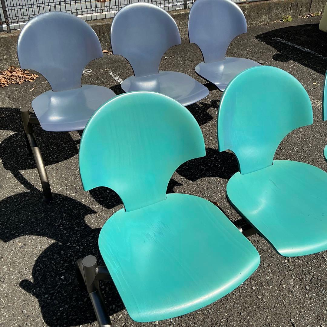 希少 木製シェル 連結チェア 3脚セット kusch+co 日本製 ベンチ