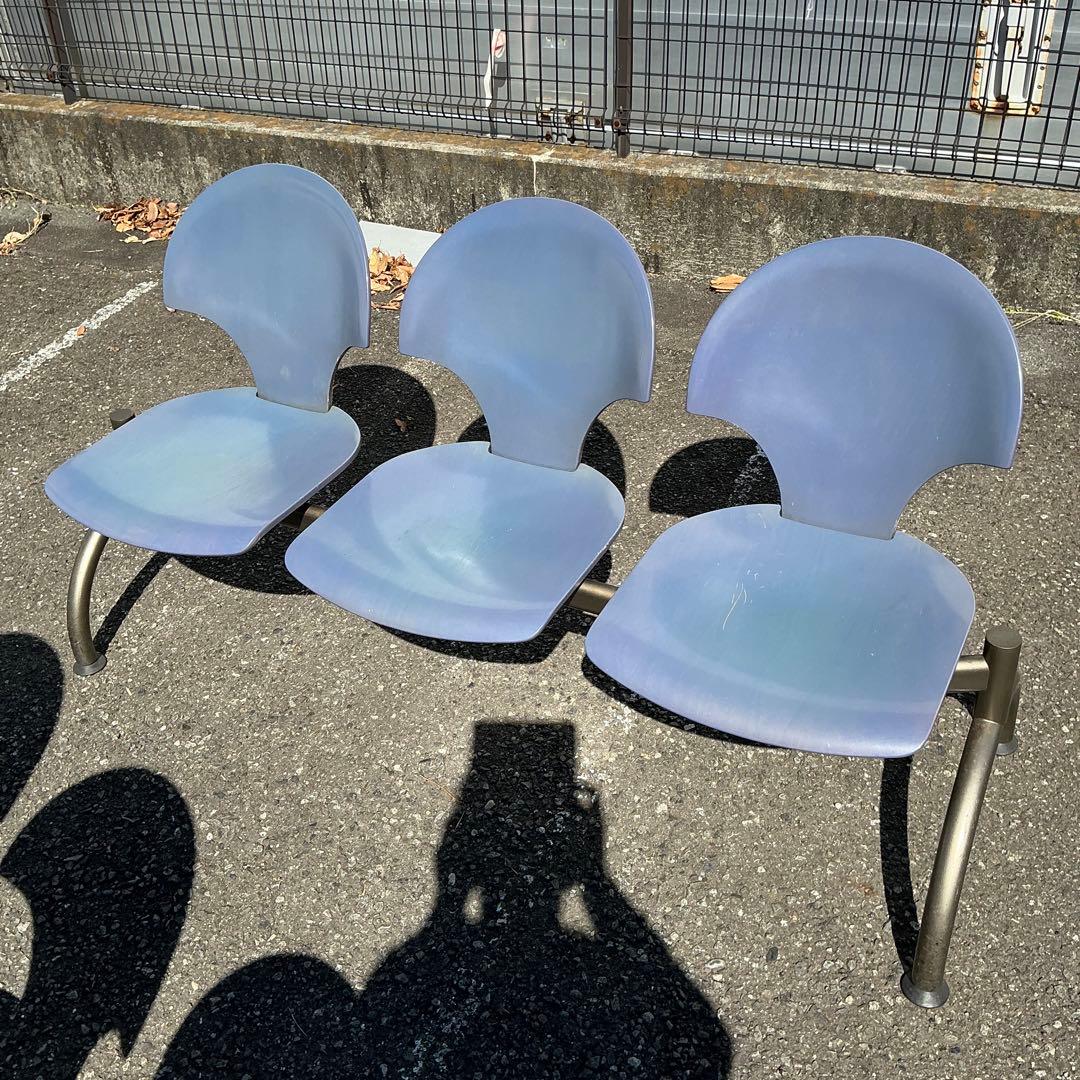 希少 木製シェル 連結チェア 3脚セット kusch+co 日本製 ベンチ