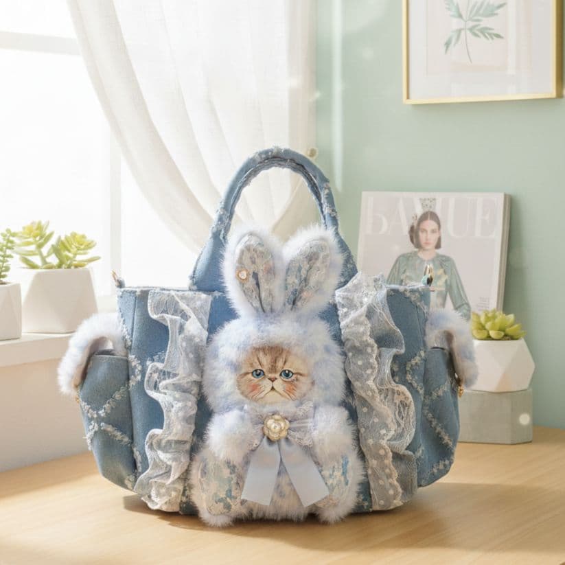 ハンドメイド サイドポケット付きトート バッグ コヤンイサムチョン ルミ ねこ