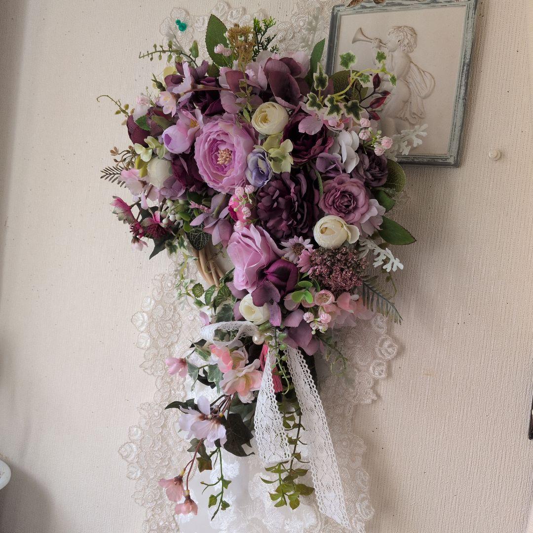 造花フラワーリース　春うらら３W33cm前後xＨ43