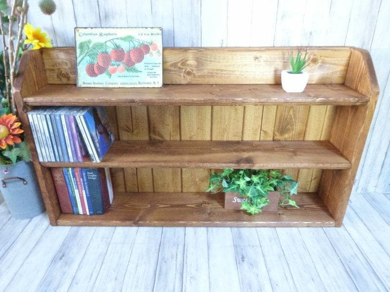 ハンドメイド 文庫本&CDラック　横幅80cm （チーク色）