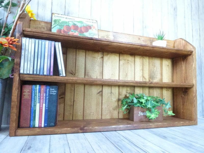 ハンドメイド 文庫本&CDラック　横幅80cm （チーク色）