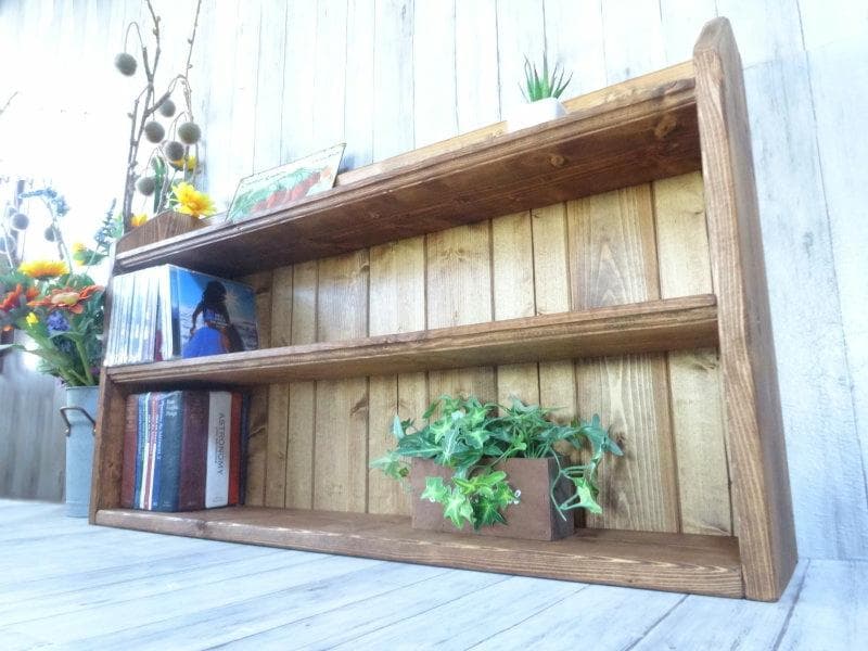 ハンドメイド 文庫本&CDラック　横幅80cm （チーク色）