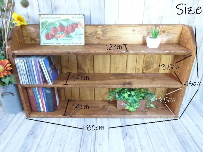 ハンドメイド 文庫本&CDラック　横幅80cm （チーク色）