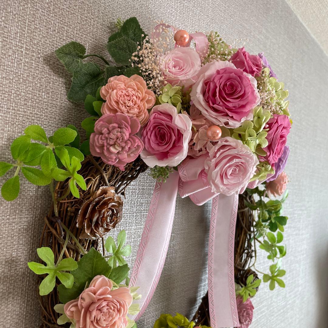 プリザーブドフラワー　フラワーリース 玄関リース　インテリア　大幅値下げしました