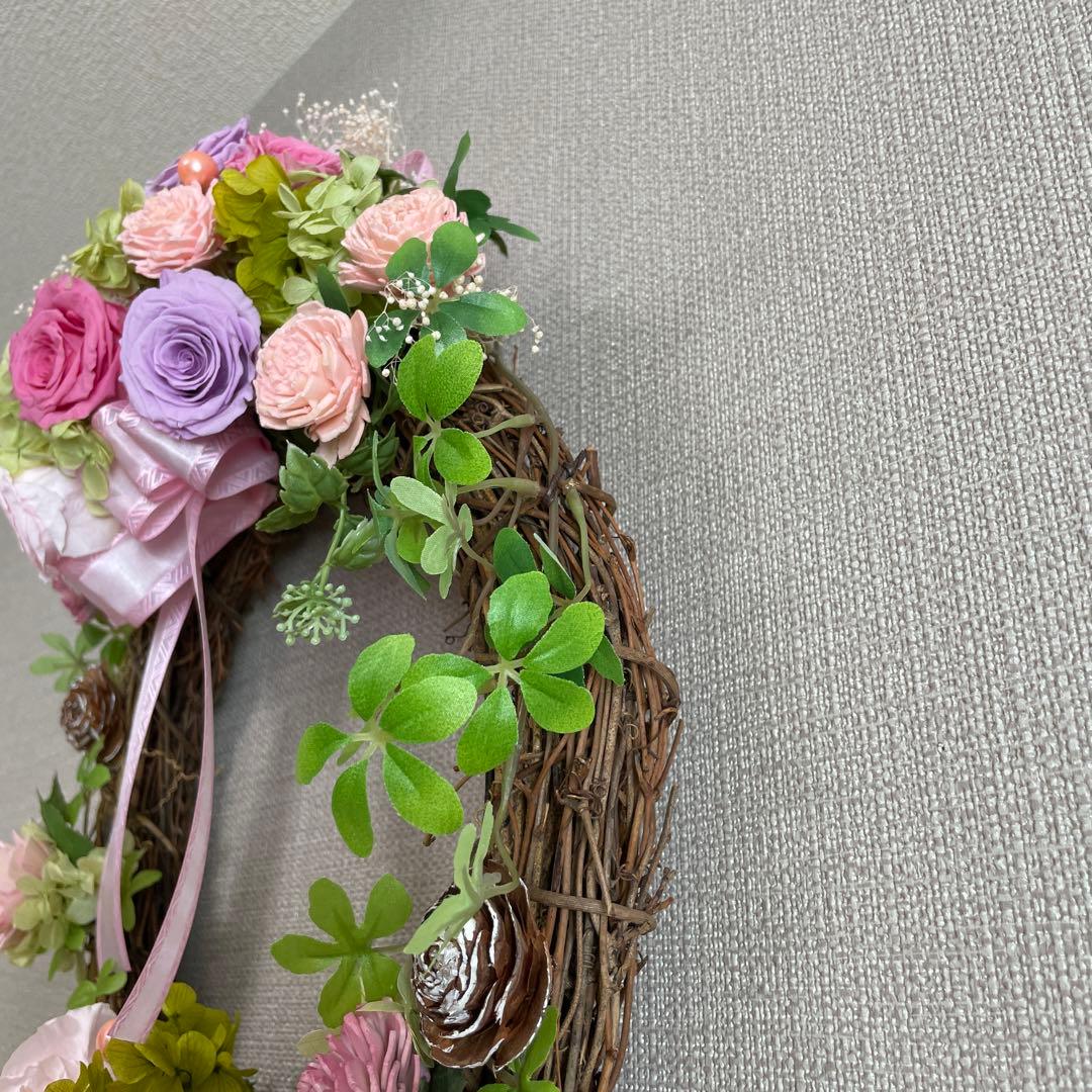 プリザーブドフラワー　フラワーリース 玄関リース　インテリア　大幅値下げしました