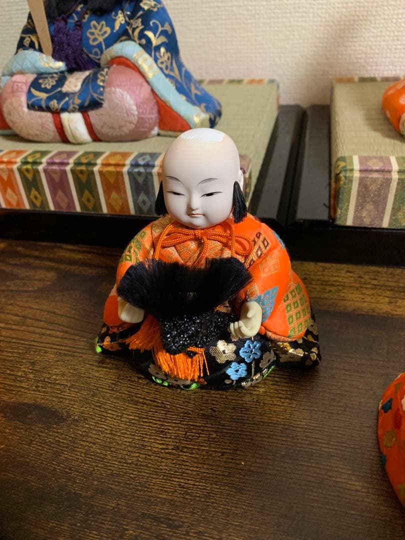 【3/6迄最終価格】木目込み人形　15体　金屏風　桜橘　親王台座　木目込み雛人形