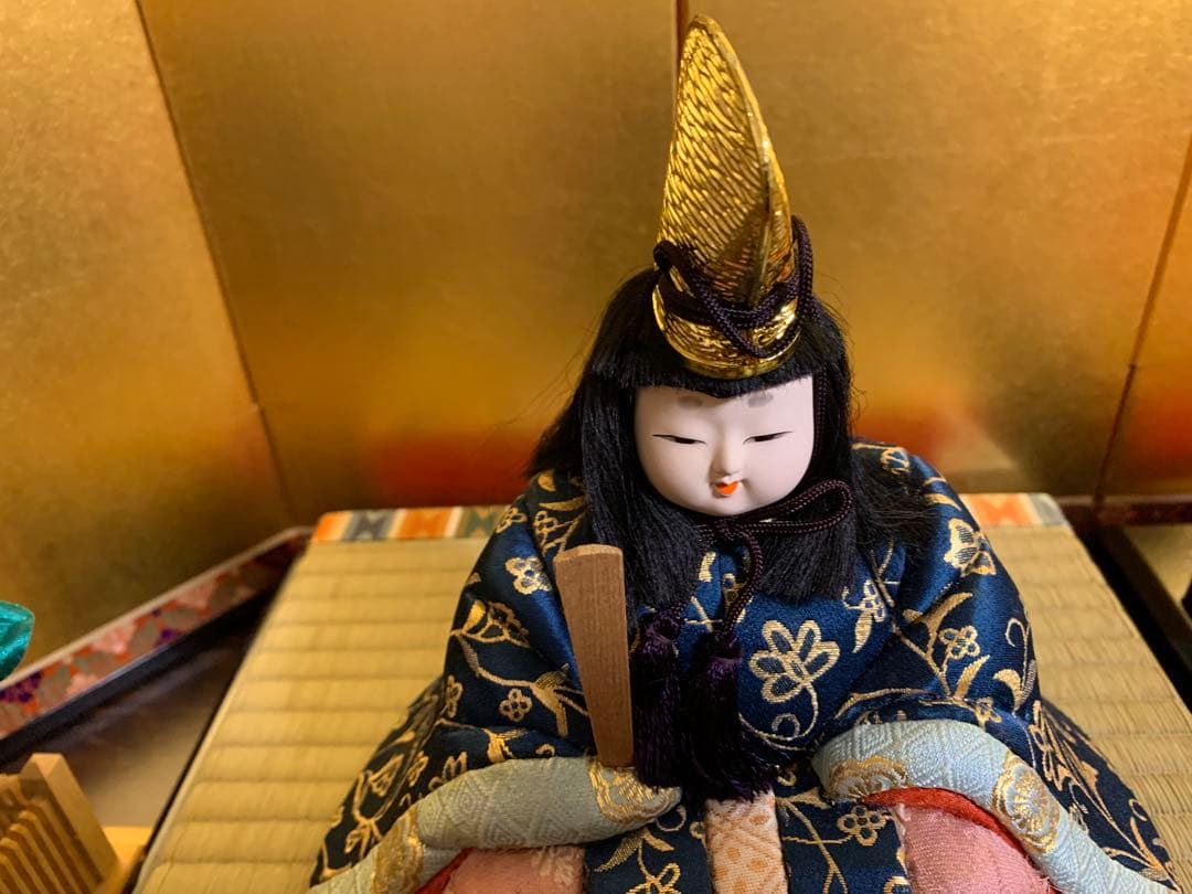 【3/6迄最終価格】木目込み人形　15体　金屏風　桜橘　親王台座　木目込み雛人形