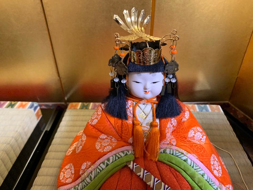 【3/6迄最終価格】木目込み人形　15体　金屏風　桜橘　親王台座　木目込み雛人形