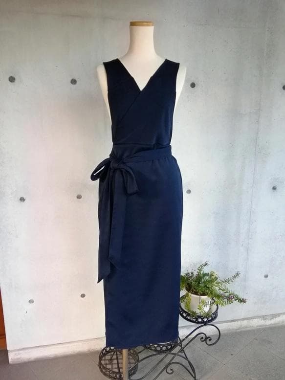 Mサイズ 1枚限定セール ネイビー 茶道お稽古用エプロン127100-35-M