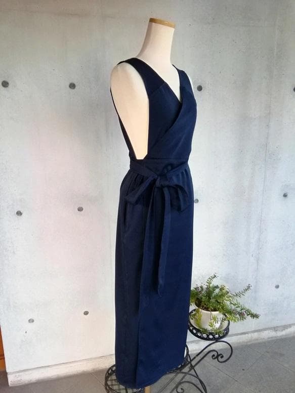 Mサイズ 1枚限定セール ネイビー 茶道お稽古用エプロン127100-35-M