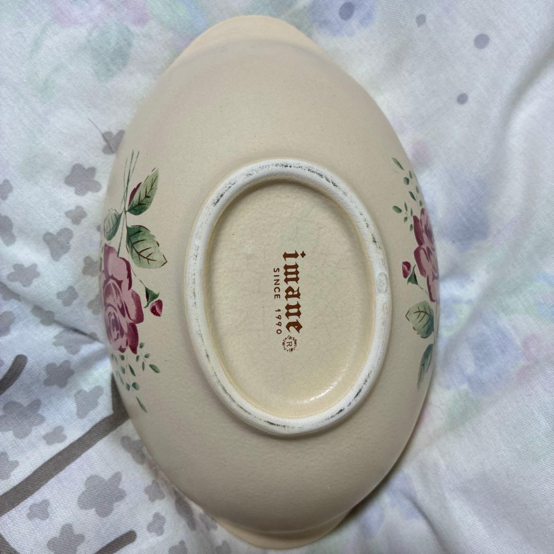 imane 花柄 食器　3個セット　楕円形ボウル　陶器　イヴ　薔薇　イマン