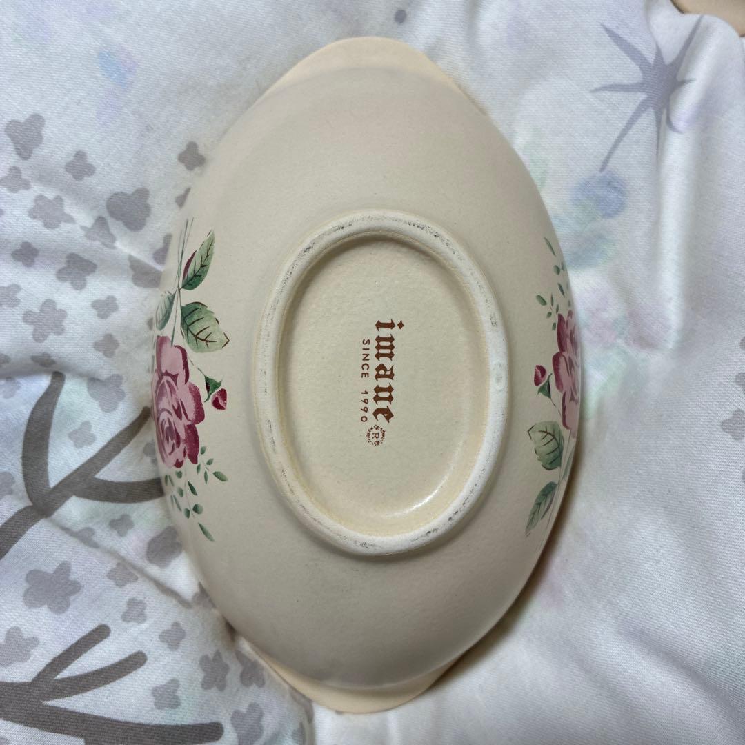 imane 花柄 食器　3個セット　楕円形ボウル　陶器　イヴ　薔薇　イマン