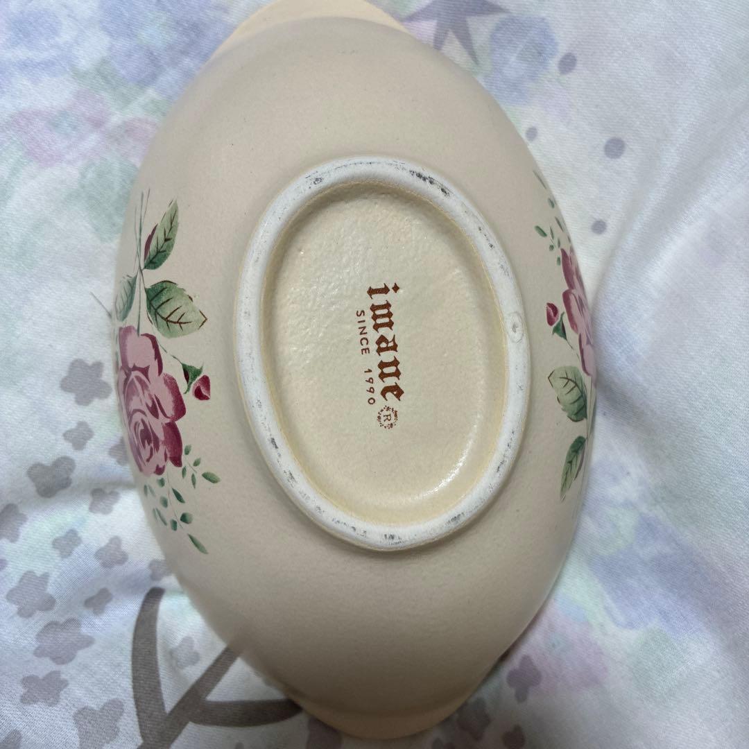 imane 花柄 食器　3個セット　楕円形ボウル　陶器　イヴ　薔薇　イマン