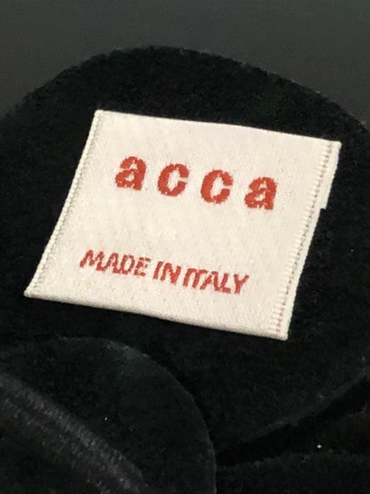 アッカ　革　ハラコ　カメリア ヘアゴム　白×黒　値下げ