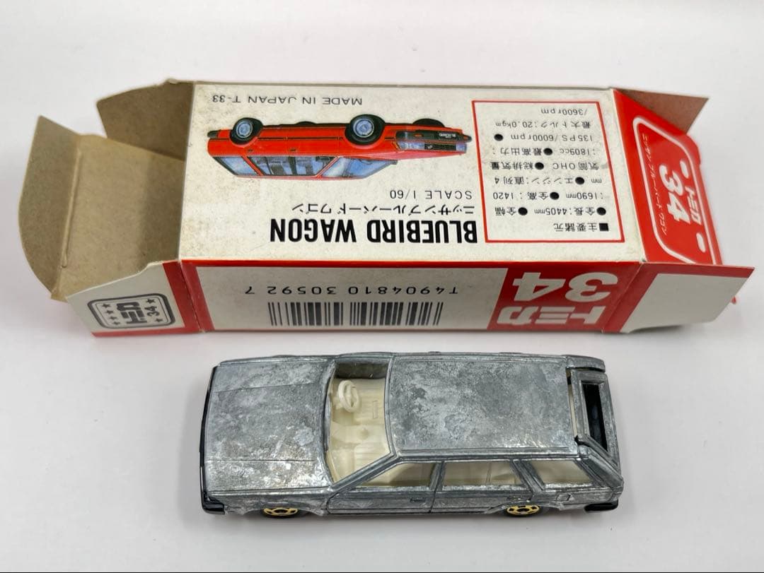 トミカ 日本製 赤箱 34 ニッサン ブルーバード ワゴン 無塗装