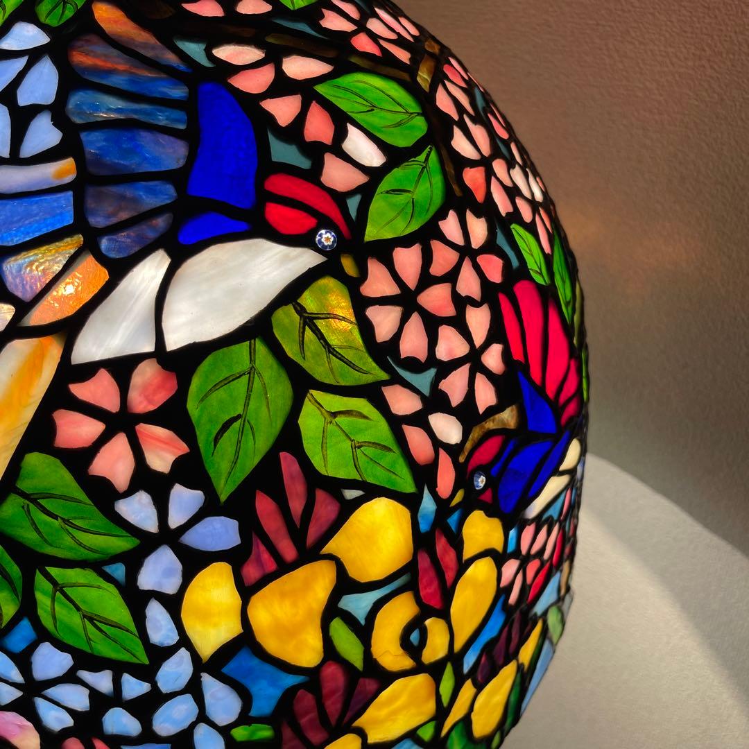 極美品　特大フロア ステンドグラスランプ　ハンドメイド