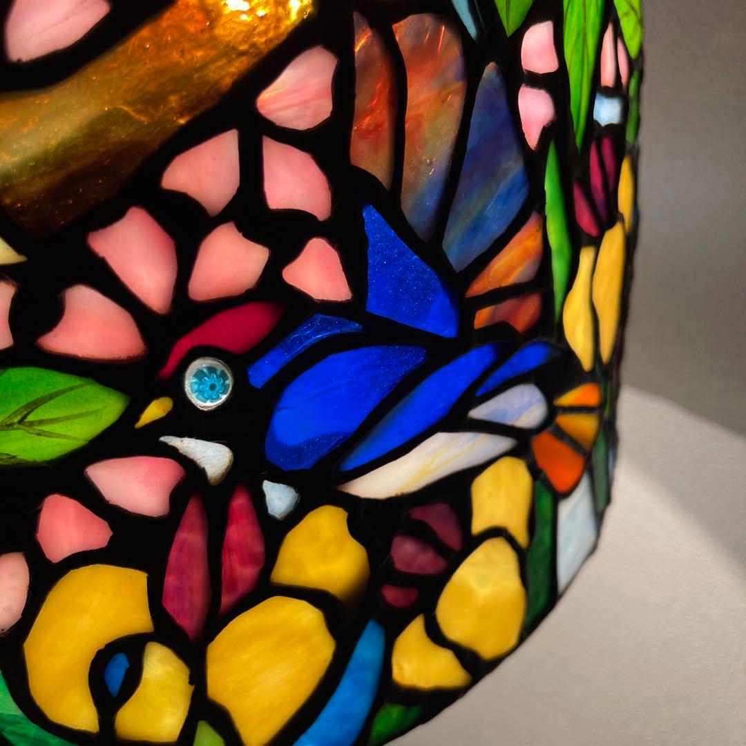 極美品　特大フロア ステンドグラスランプ　ハンドメイド