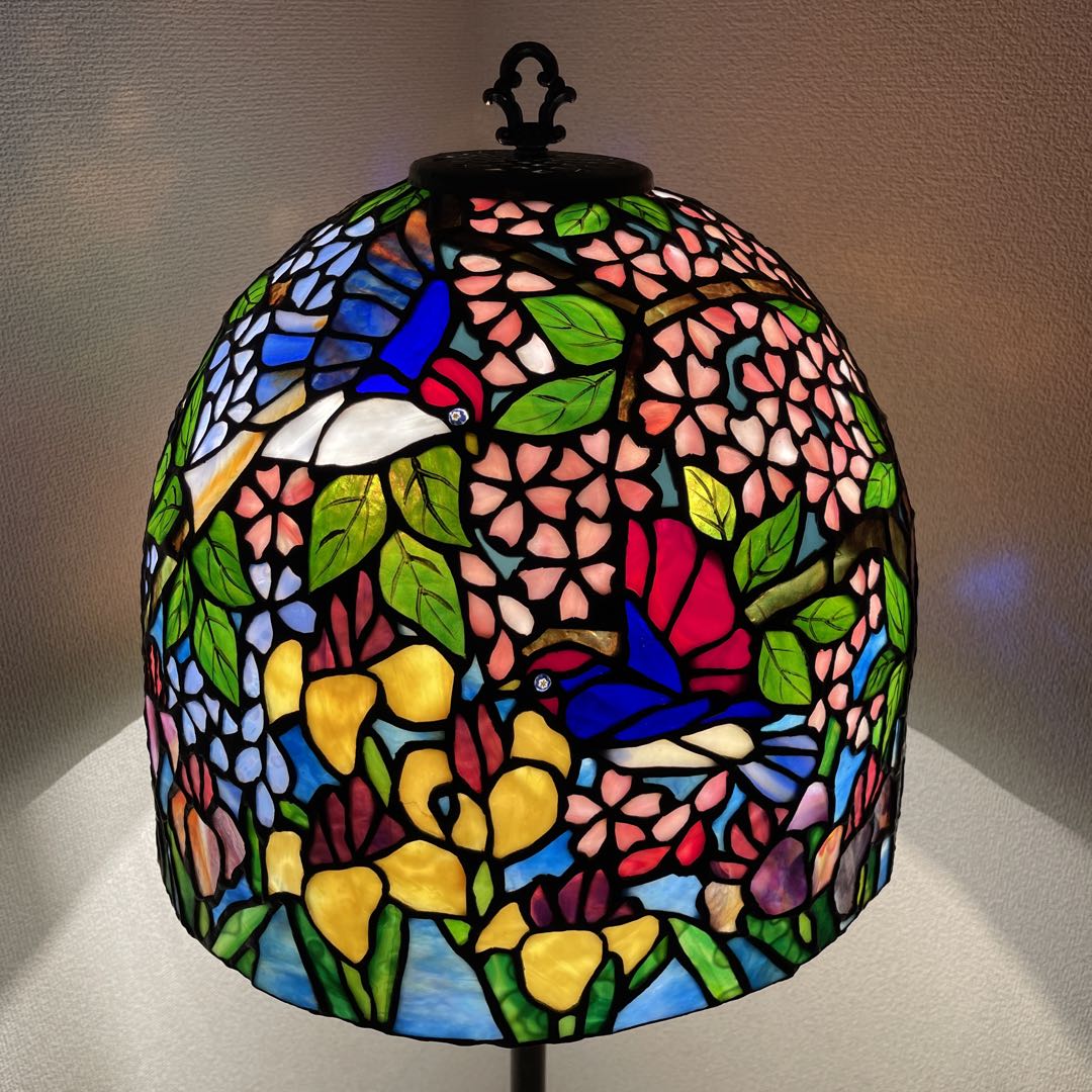 極美品　特大フロア ステンドグラスランプ　ハンドメイド