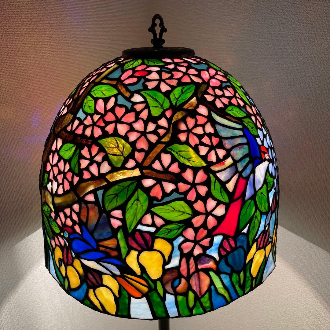 極美品　特大フロア ステンドグラスランプ　ハンドメイド