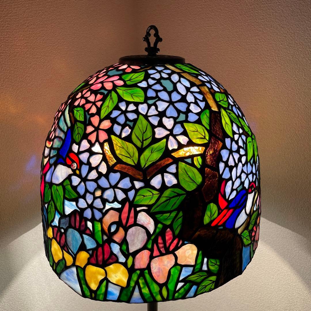極美品　特大フロア ステンドグラスランプ　ハンドメイド