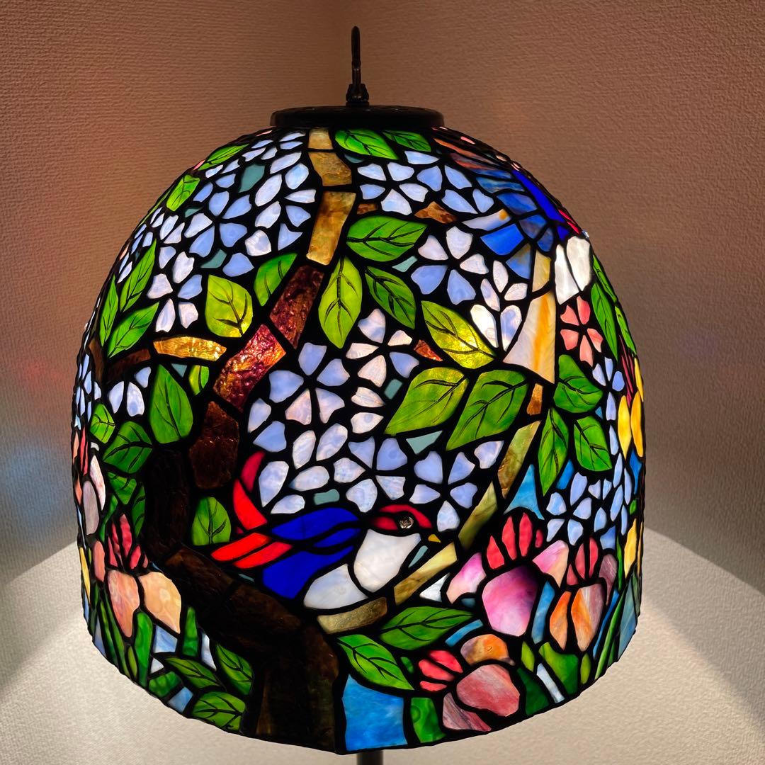 極美品　特大フロア ステンドグラスランプ　ハンドメイド