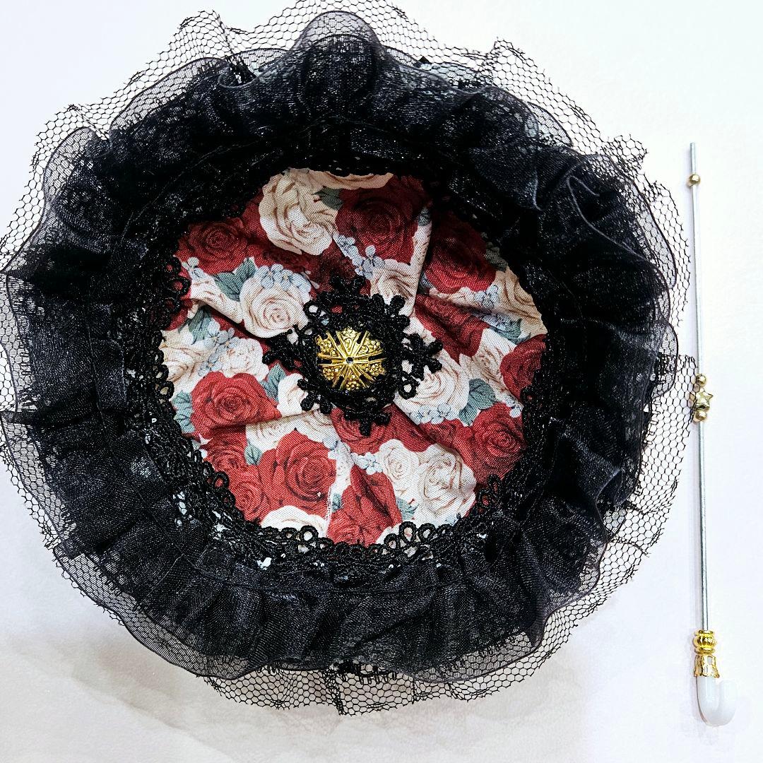 ハンドメイド ミニチュア 傘 ドール用 ゴスロリ 姫系 ロリータ ローズ柄