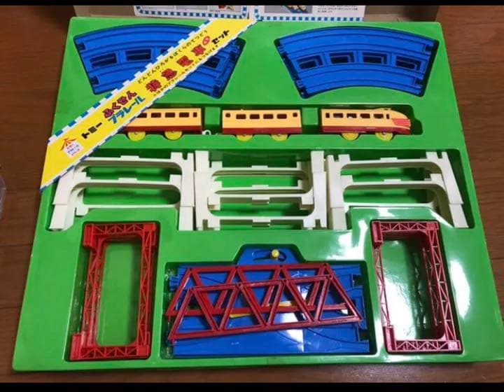 プラレール 　前スイッチ　レトロ　ふくせんプラレール 特急電車 高架つきセット