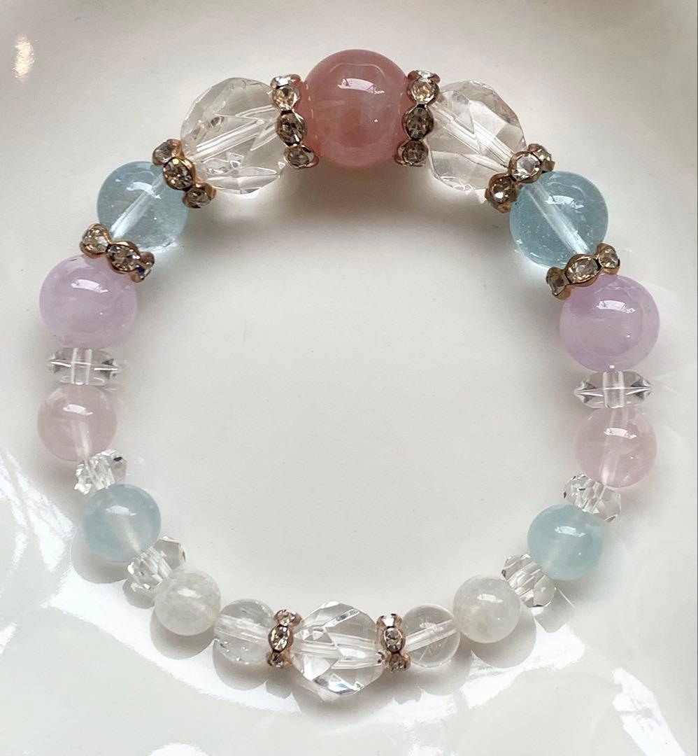 マダガスカル産ローズクォーツ☆ ブルートパーズ☆ラベンダーアメジスト15.4cm