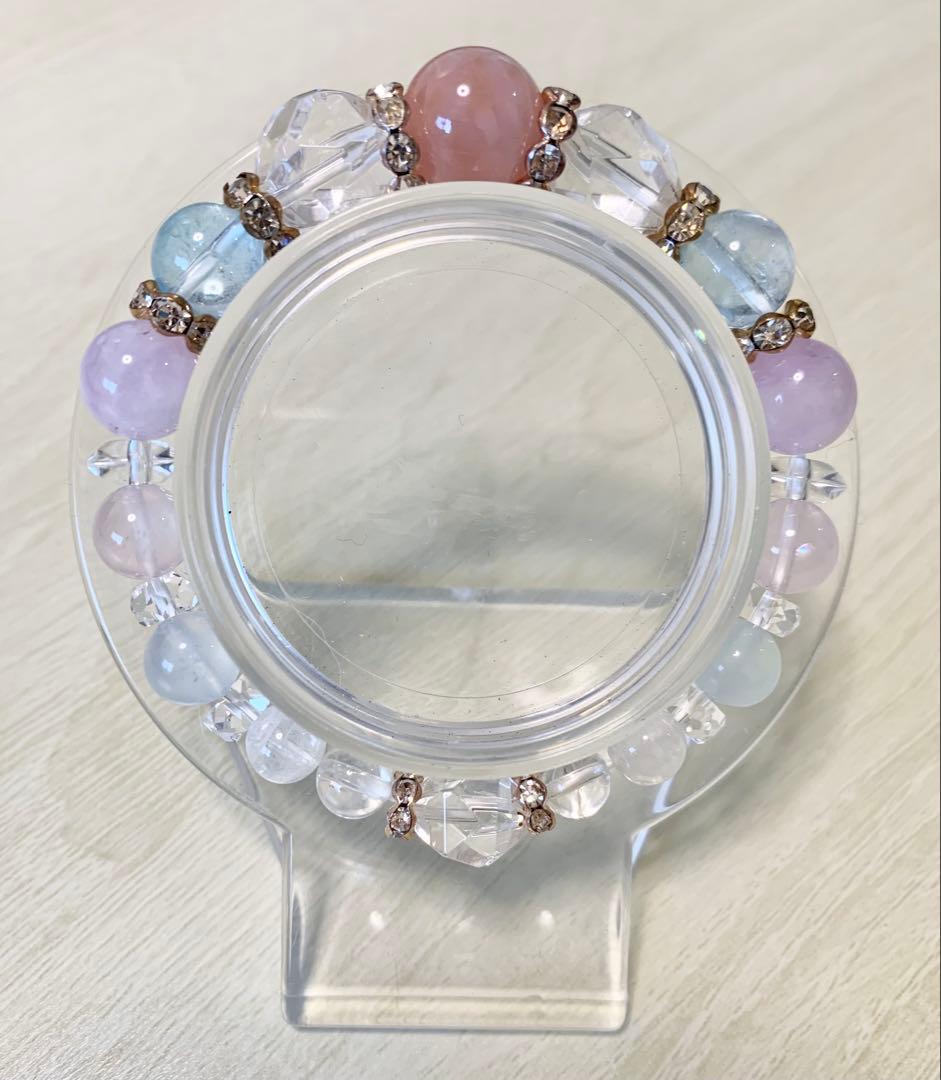 マダガスカル産ローズクォーツ☆ ブルートパーズ☆ラベンダーアメジスト15.4cm