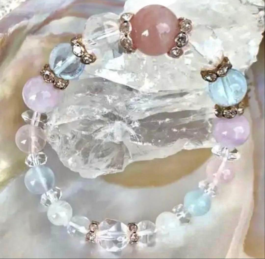 マダガスカル産ローズクォーツ☆ ブルートパーズ☆ラベンダーアメジスト15.4cm