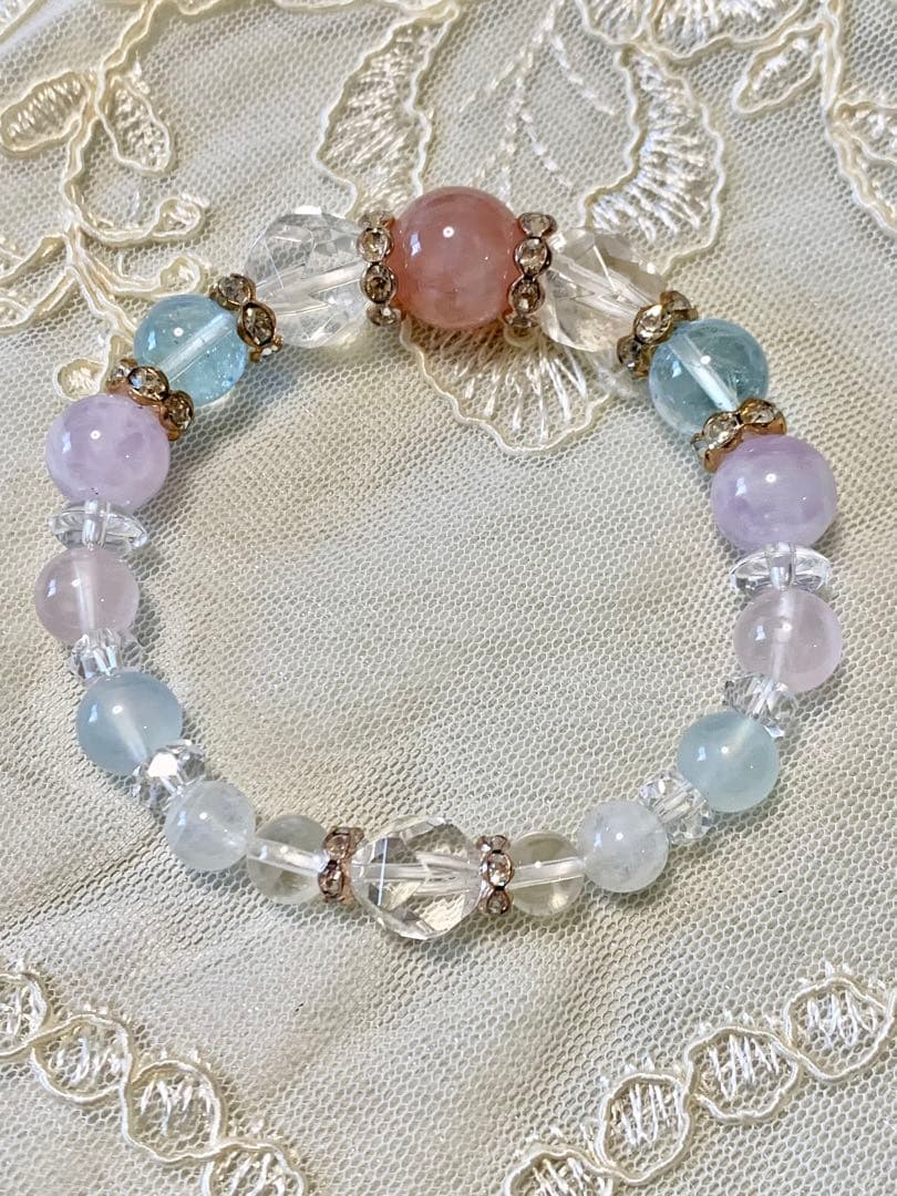 マダガスカル産ローズクォーツ☆ ブルートパーズ☆ラベンダーアメジスト15.4cm