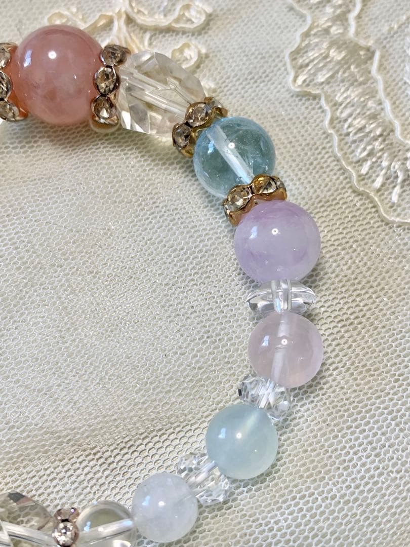 マダガスカル産ローズクォーツ☆ ブルートパーズ☆ラベンダーアメジスト15.4cm