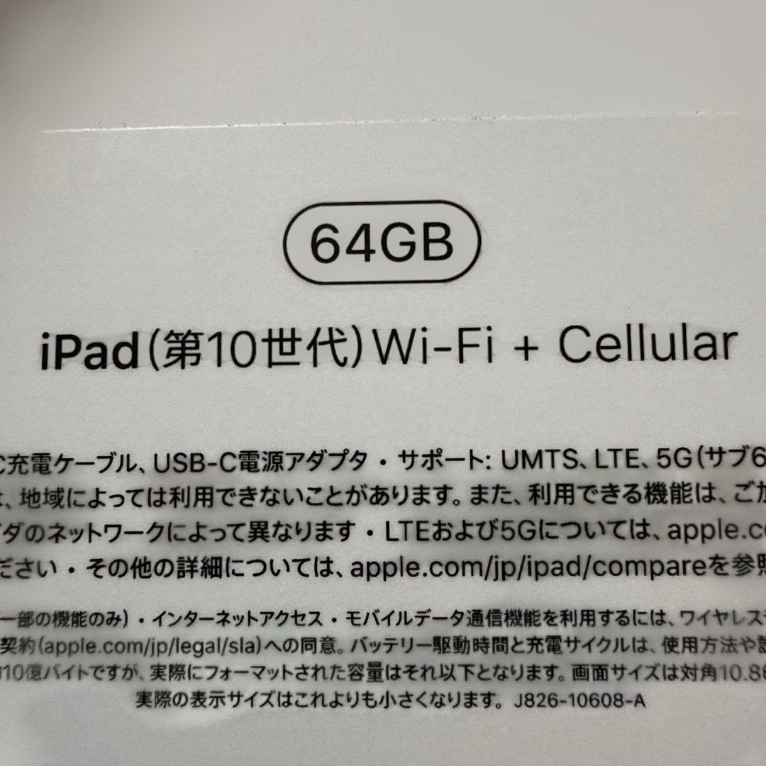 【極美品】ipad 第10世代 WiFi＋Cellular 64GB シルバー