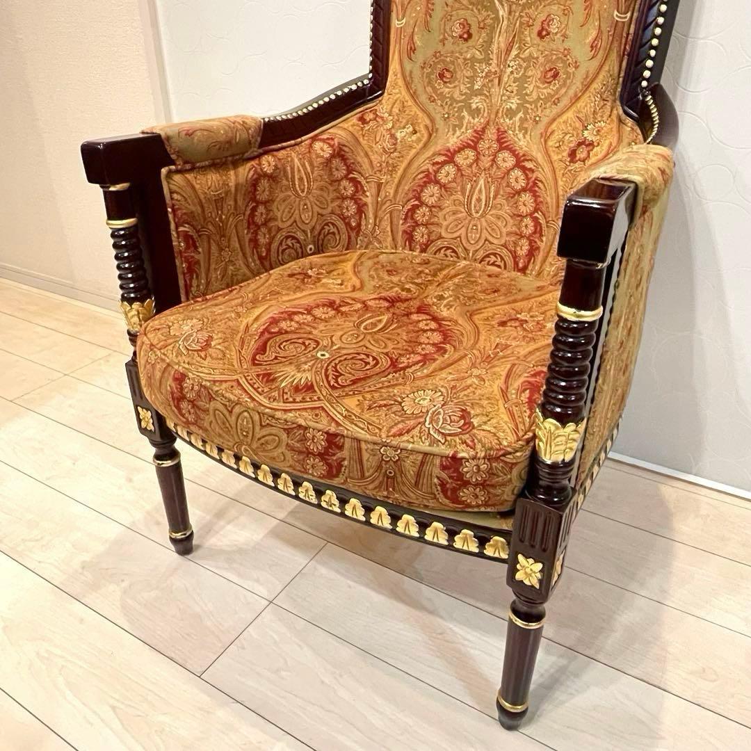 ヨーロピアン 木製 アームチェア アンティーク クラシック ルイ様式風 北欧　①