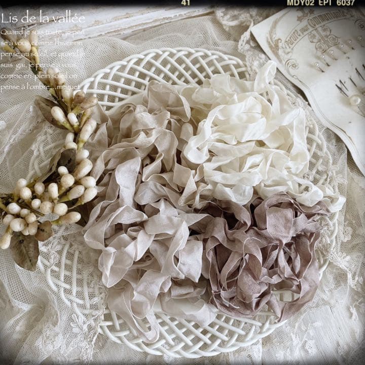 le ruban ୨୧* ~ ecru ~くしゅくしゅリボン エクリュ №3