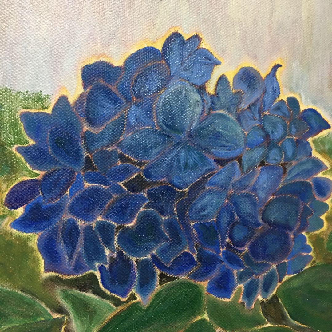 油絵　紫陽花