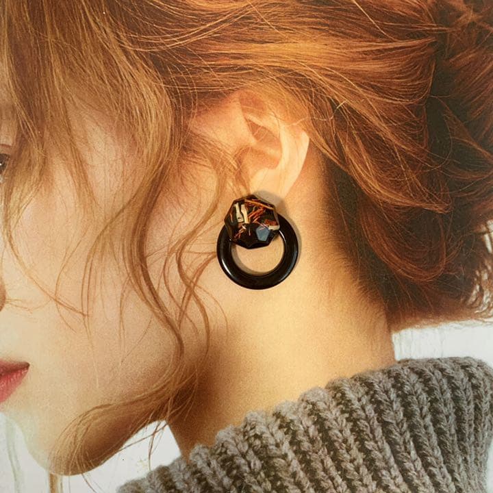 ピアス イヤリング✰黒和風✖ブラックリング