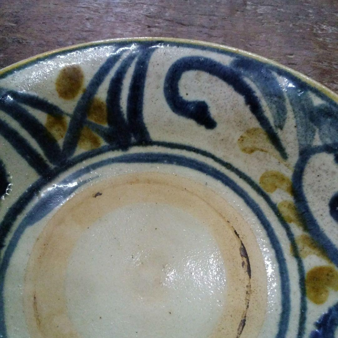 沖縄　陶器　金城敏男作品　やらむん7寸深皿　かざり皿